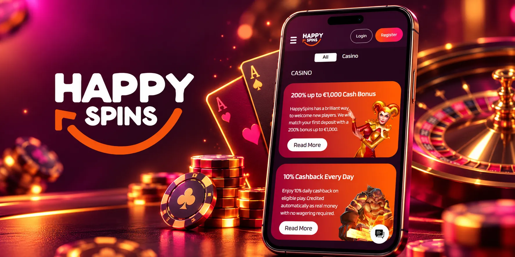 HappySpins Casino App-schermafbeelding
